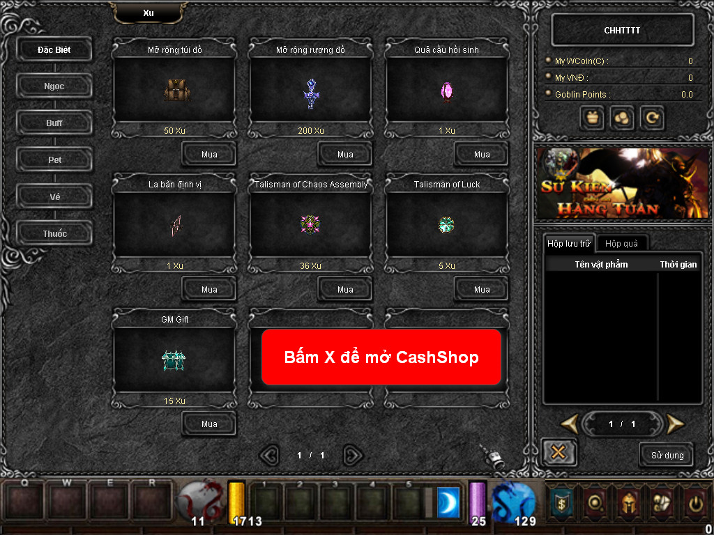 Chức năng chính của Game MU Thái Sơn